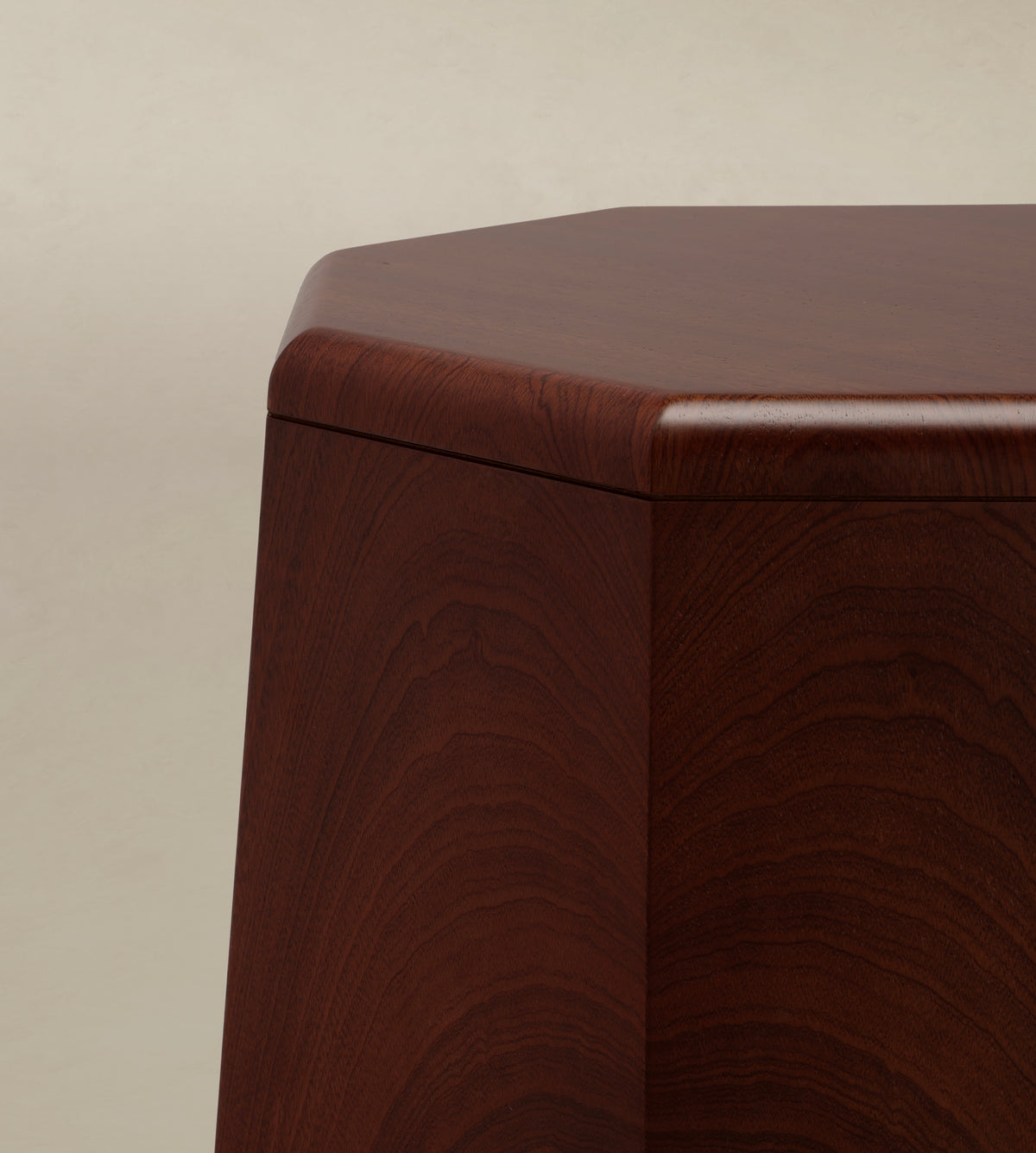 Chatior Side Table — close-up of rich wooden hexagonal top