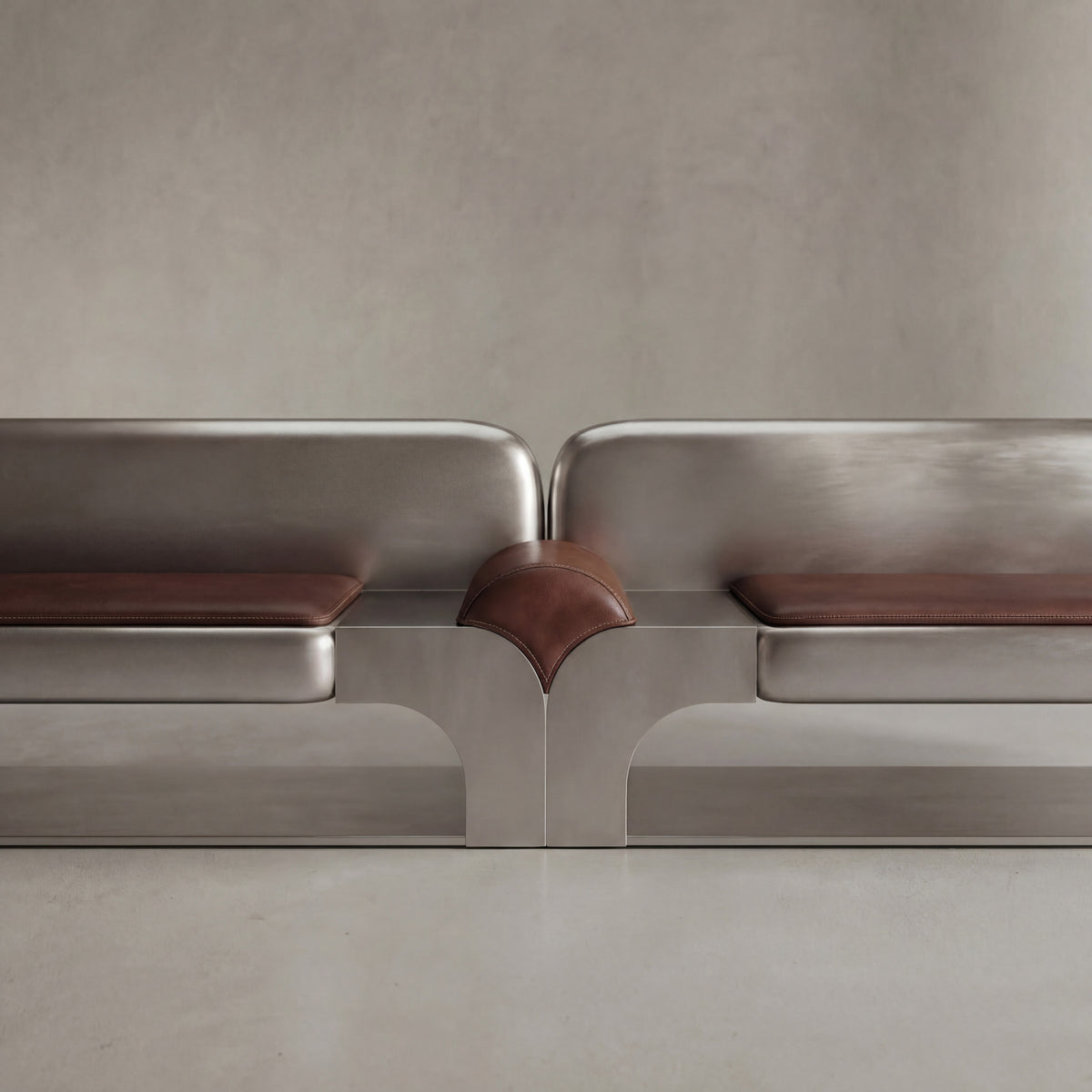 Confluence Sofa in Leather and Aluminium — lifestyle setting