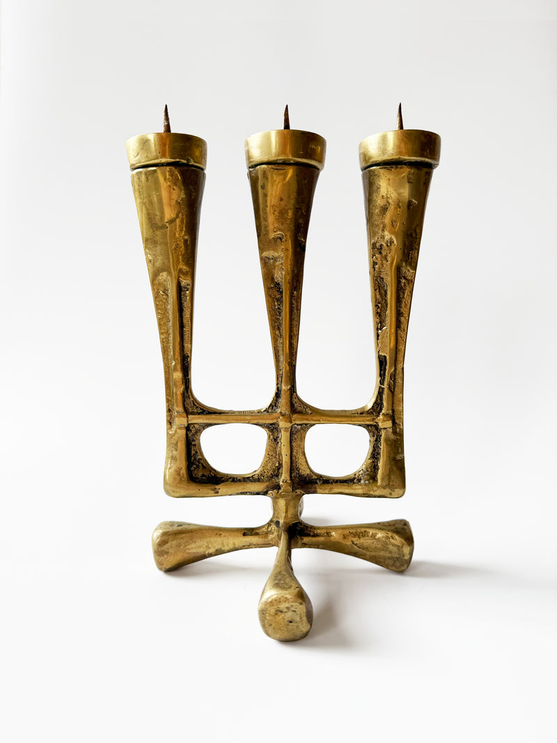 Heavy Brass Brutalist Candelabra by virga | The Oblist