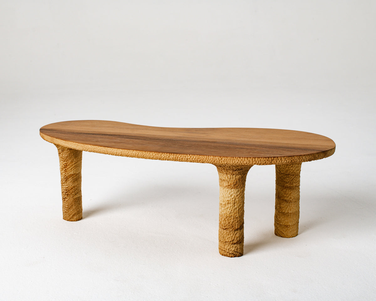 Organic Textured Coffee Table — side view highlighting natural wood grain