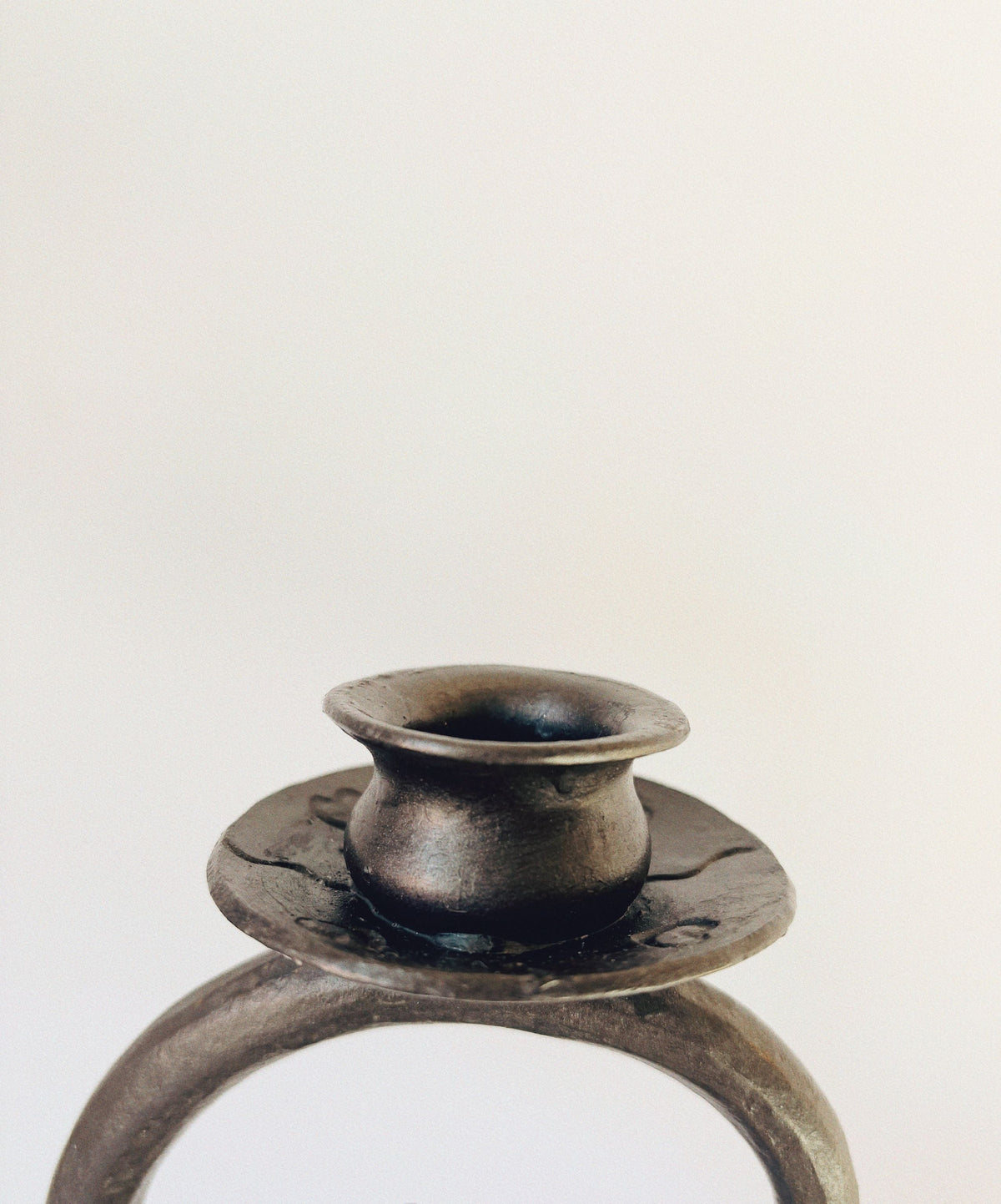 Wrought Iron 3 Arm Swirl Candelabra — top view of candle holder detail