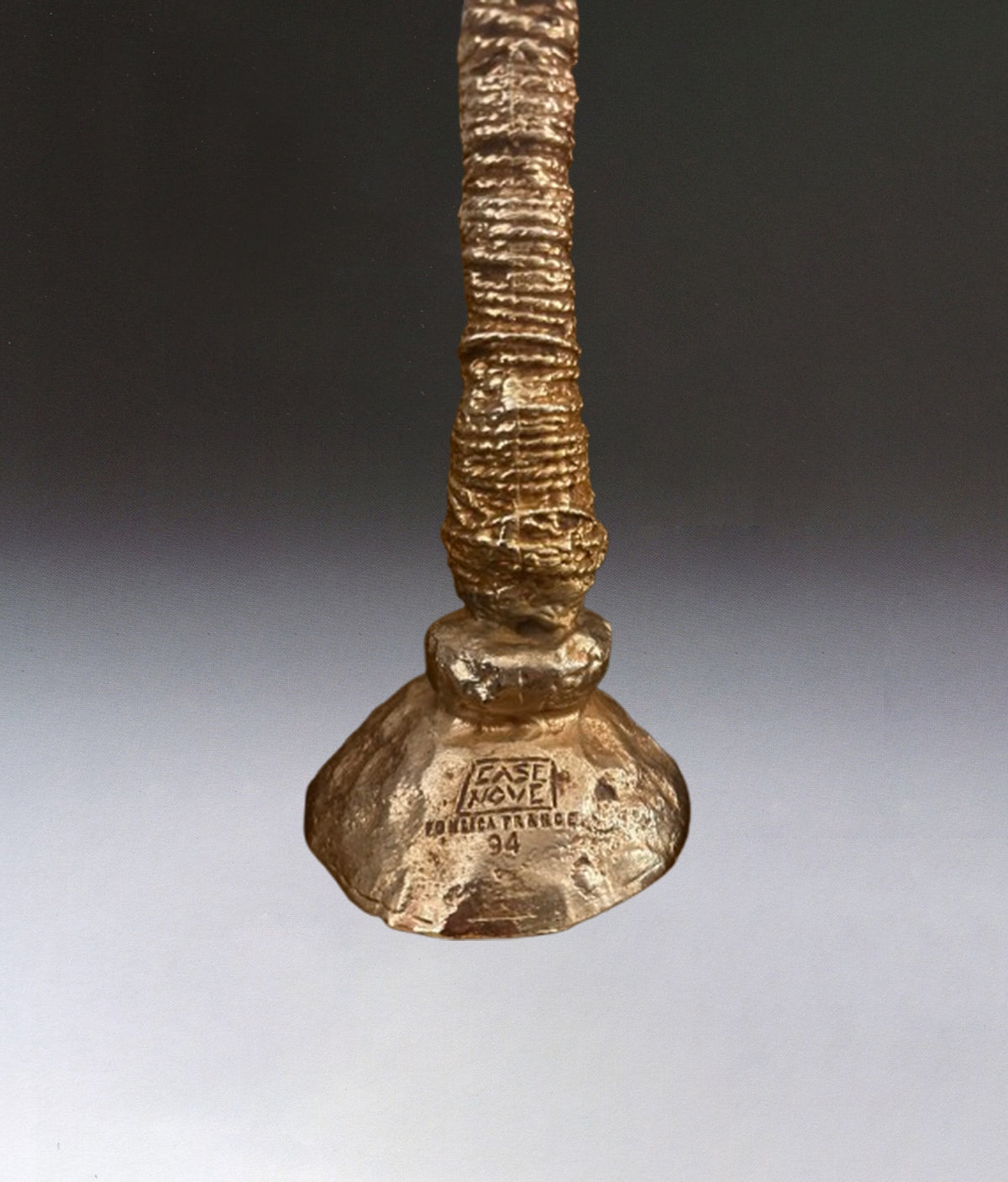 Bronze lamp base by Pierre Casenove — detail view