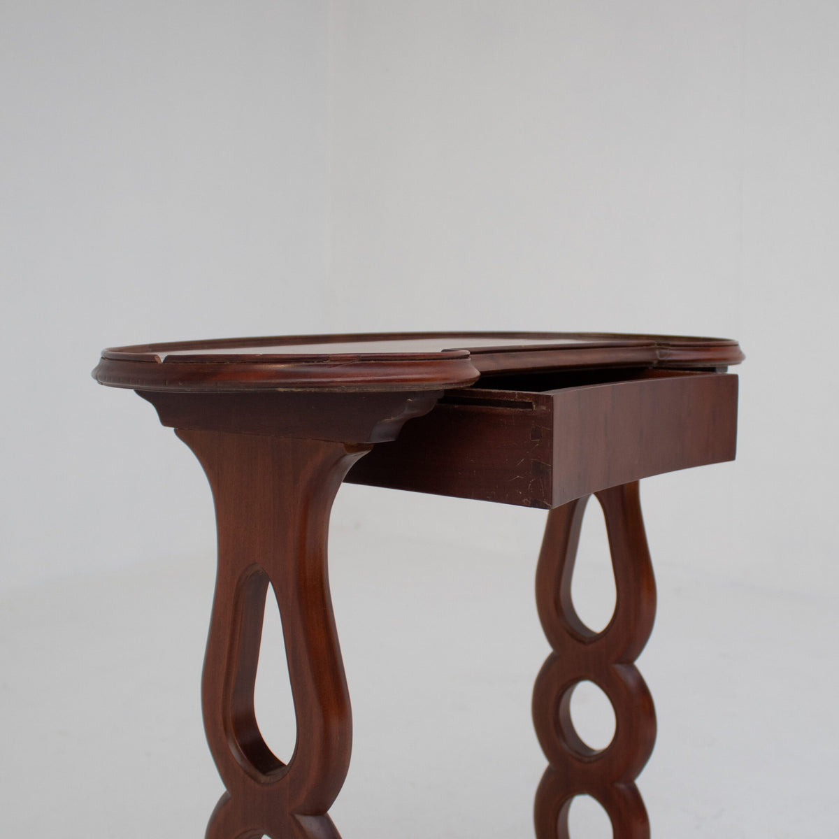 Michel Briard Sculptural Mahogany Side Table with Drawer — view 9
