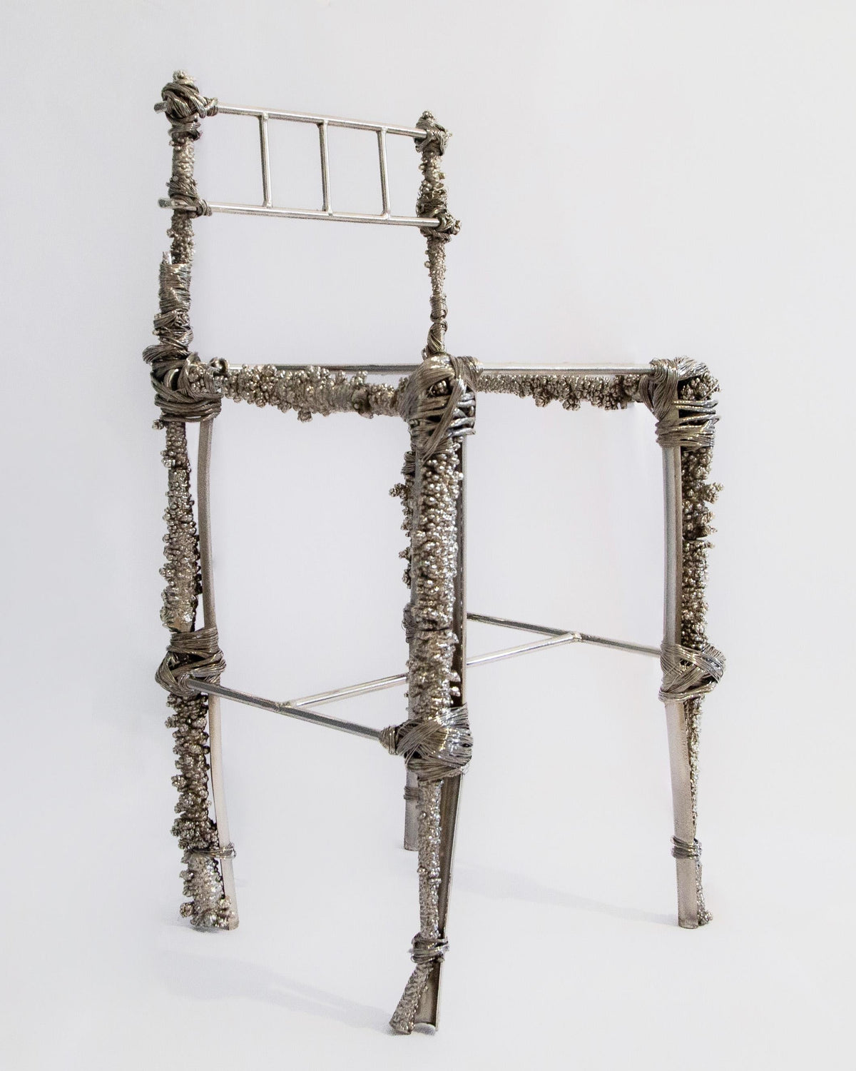 Fisherman Chair, Sculptural Chair by Panorammma | The Oblist — metallic finish, contemporary design