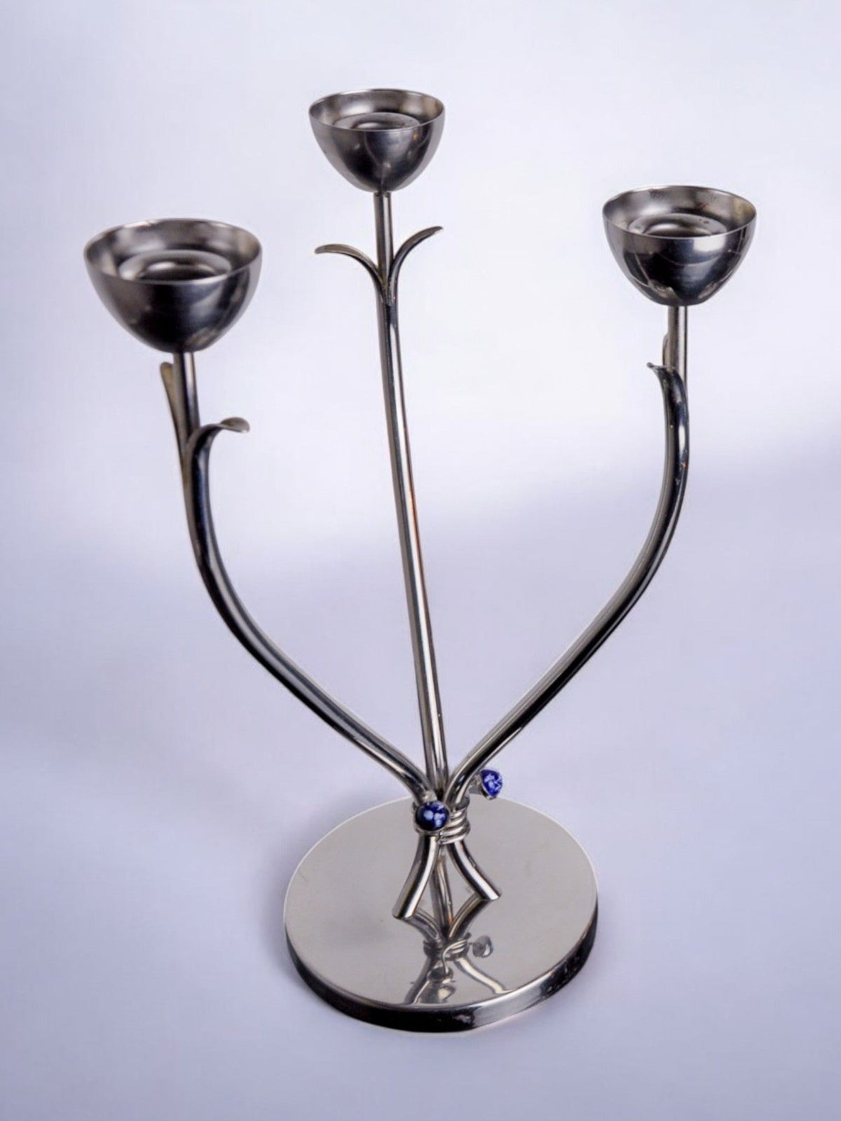 Stainless Steel Candleholder, Spain, 1970s — close-up