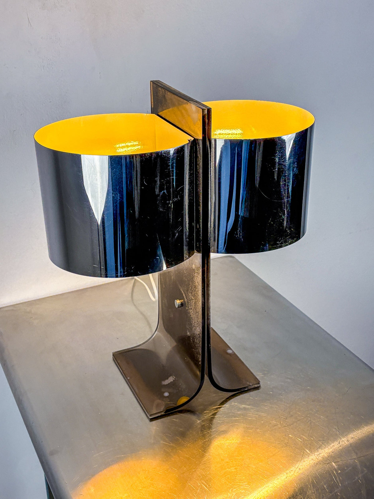 Lucite and Chrome Table Lamp Attributed to Gianfranco Fini & Fabrizio Cocchi, Italy 1970s — alternate view