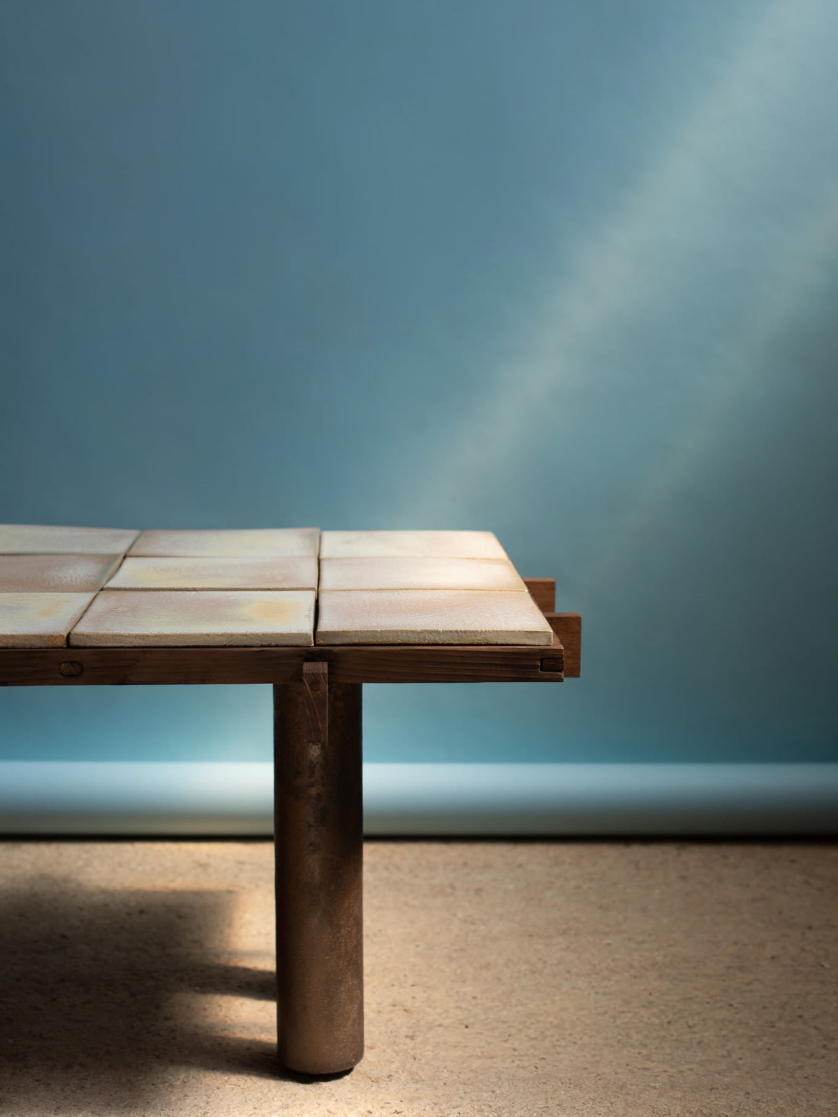 Wabi Sabi Coffee Table in Wood & Clay - Ivory White Edition — side angle