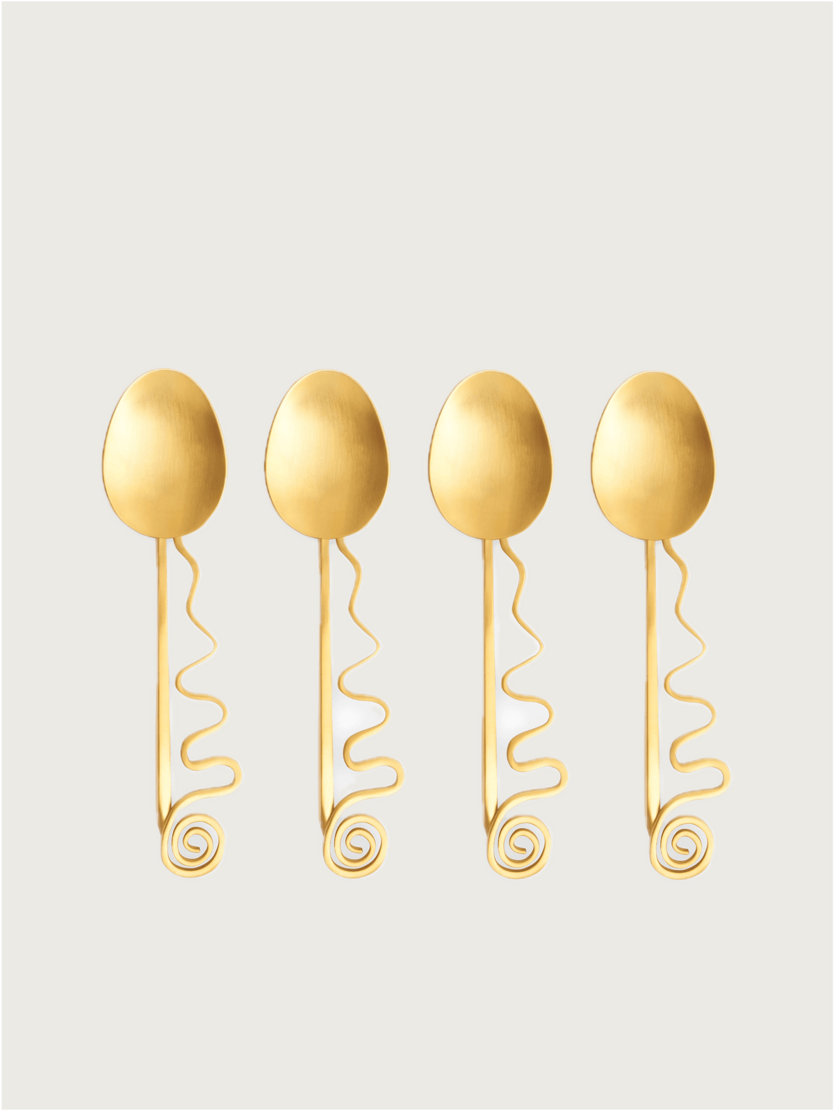 Set of 4 Spirale Cocktail Spoons by Lobjet | The Oblist — gold metal finish