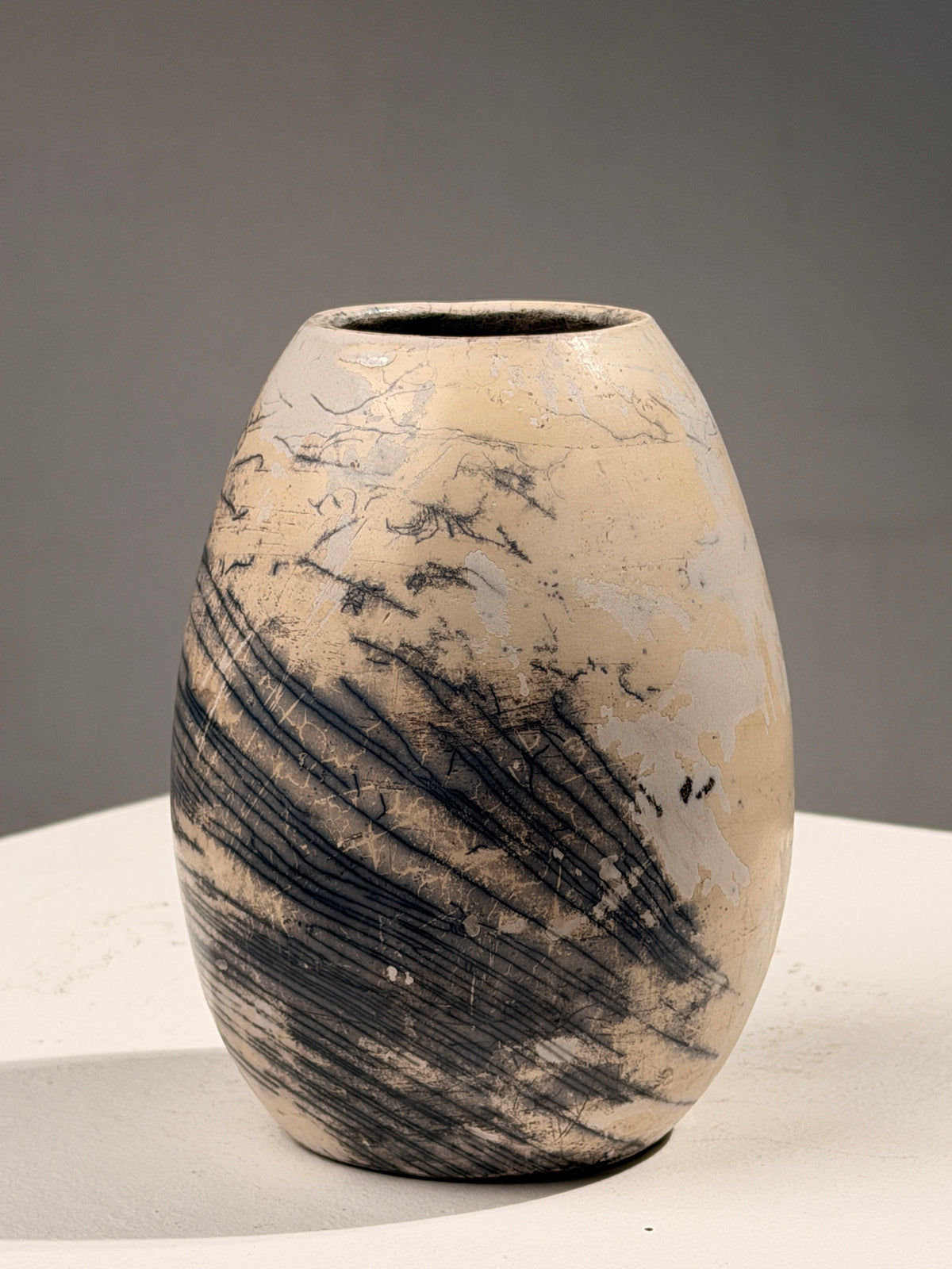 Small abstract raku ceramic vase, second half of the 20th century — detail view