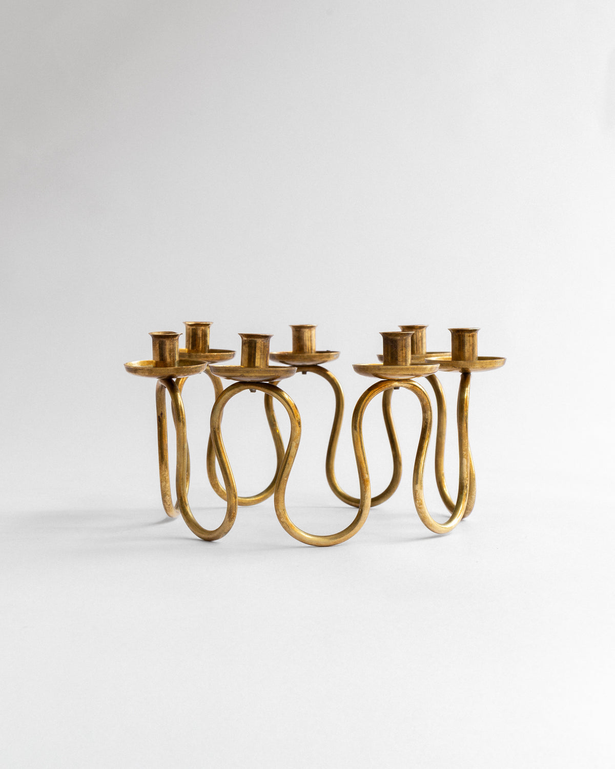 Scandinavian Modern Brass Candlebra by Lars Holmström, 1950s, Sweden by Spigel | The Oblist