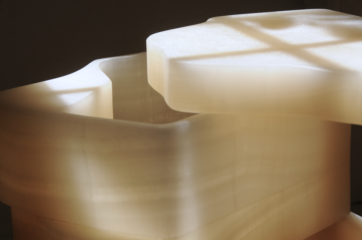White Moth Nightstand Set in White Onyx Marble — alternate view