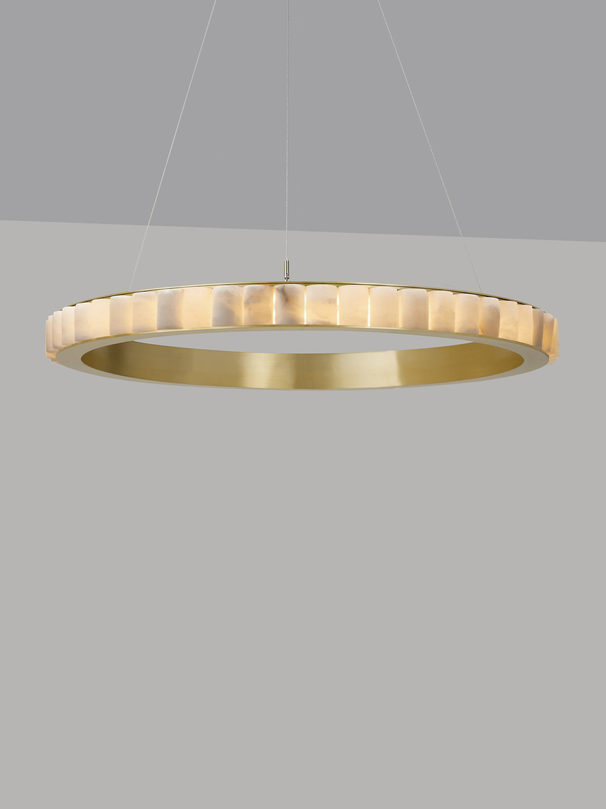 AVALON Chandelier Large With Ceiling Rose — side angle showing brass finish