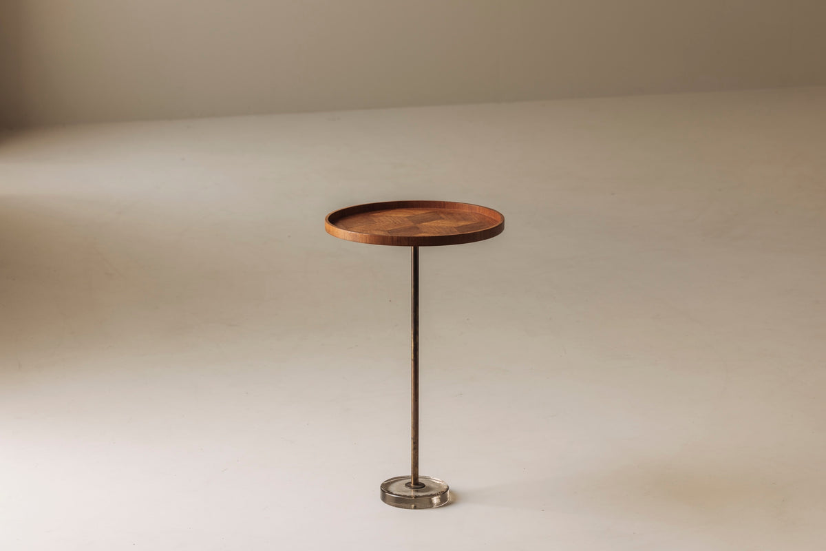 Exceptional Danish Side Table in Oak, Brass and Glass, Denmark 1960s by Modern Living | The Oblist