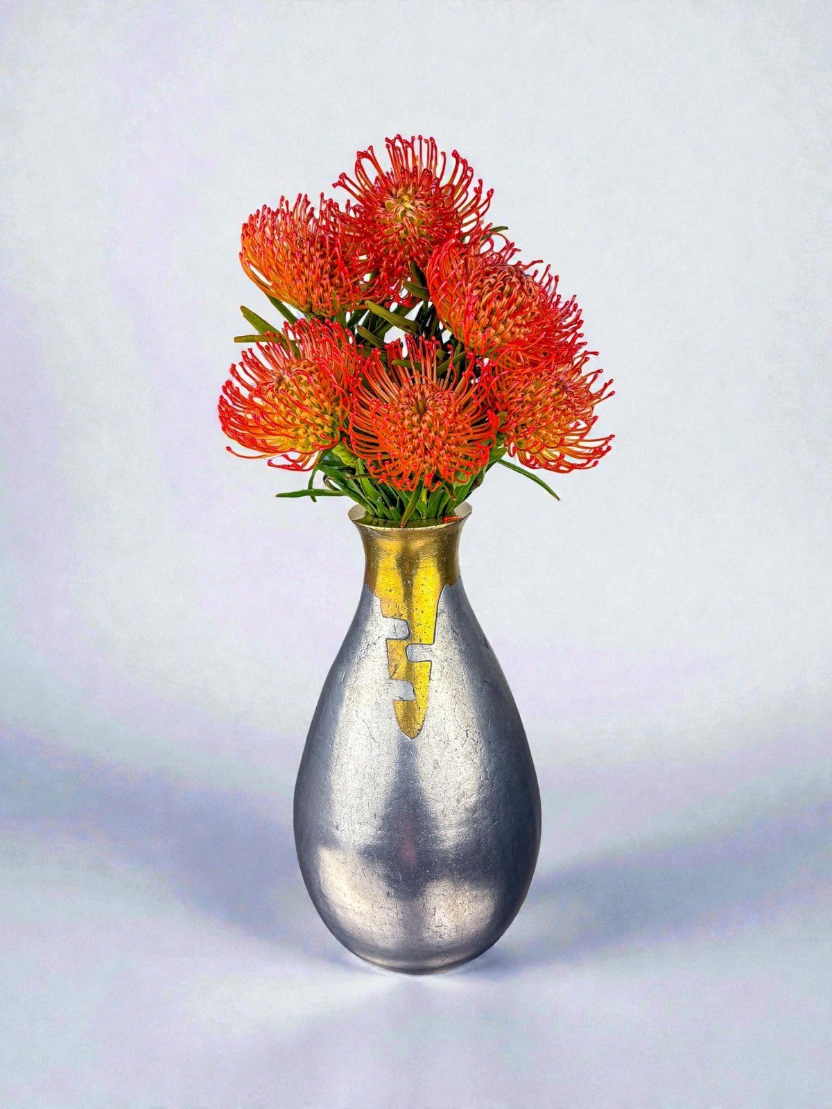 Brutalist Vase by Art3, Bronze & Aluminium, Spain, 1970 — detail view