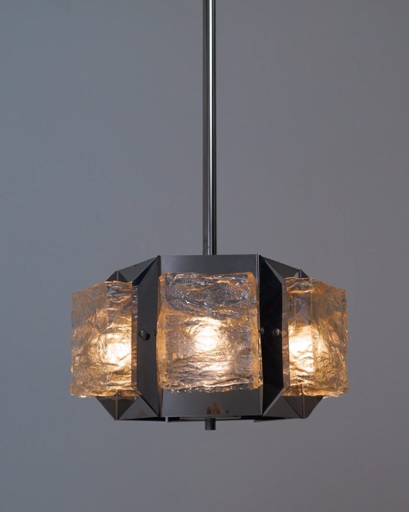 Vintage Chrome & Murano Glass Ceiling Light, Mazzega, Italy 1970s by Urban Vintage | The Oblist