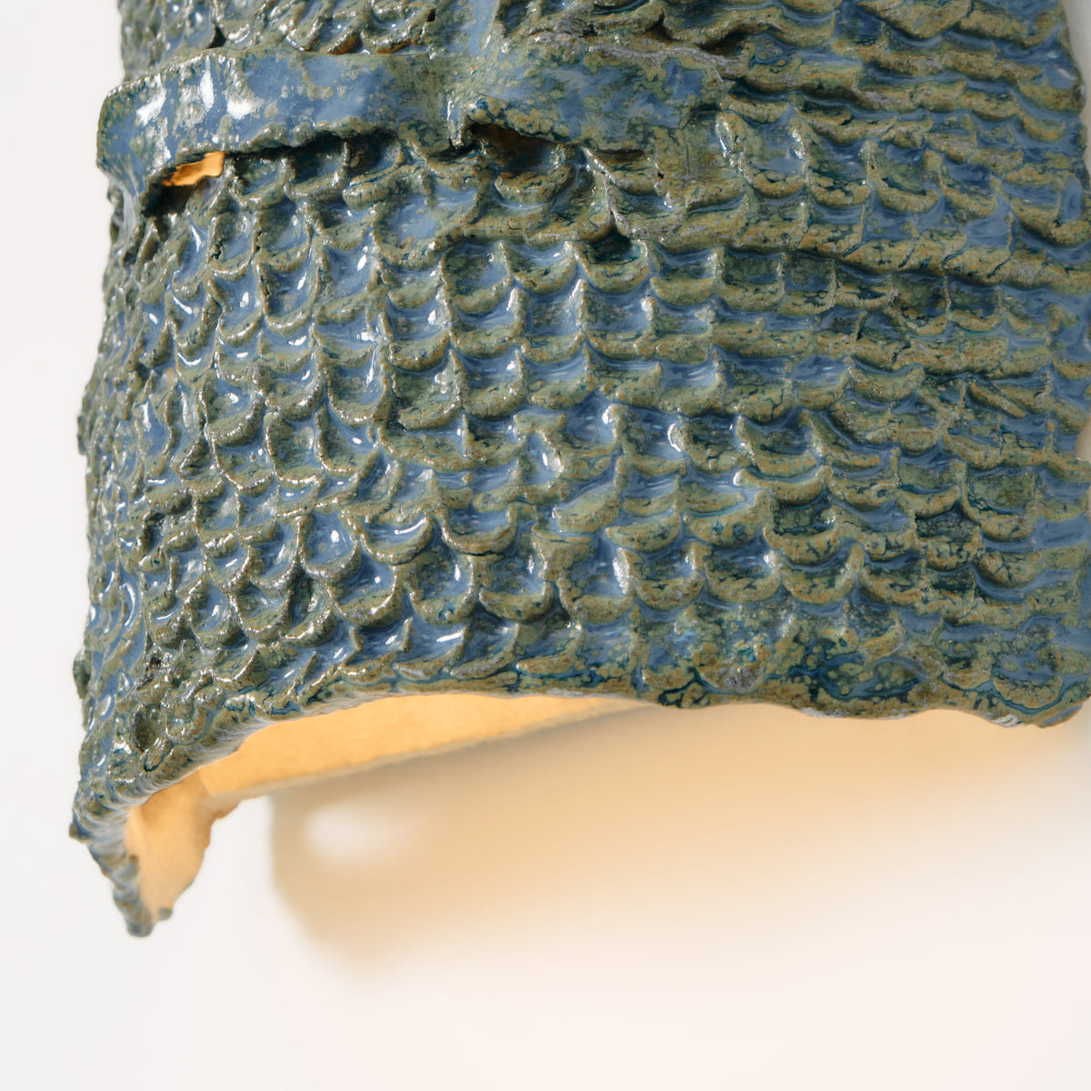 Casa Wall Light No3 — close-up of textured green ceramic surface