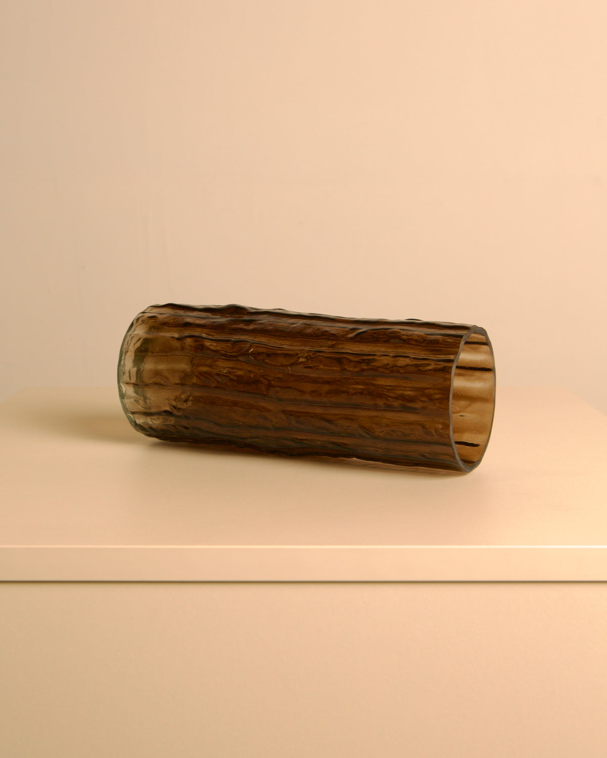 Amber Blown Glass Vase with Bark Texture, Italy, 1980s — close-up