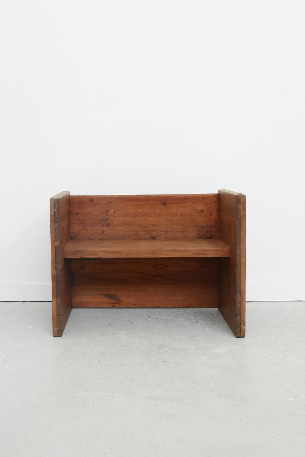 Primitive Pine Bench — close-up