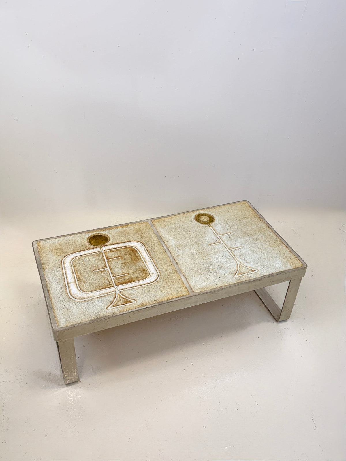 Ceramic and Chrome Coffee Table — Jean Gregorieff — close-up