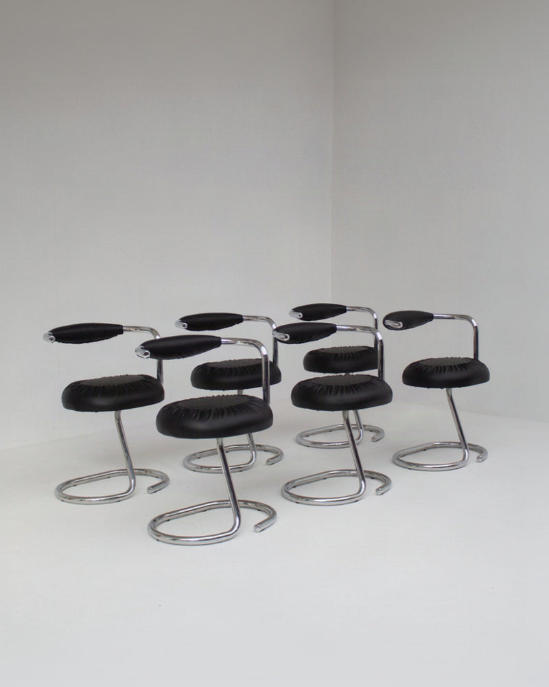 Set of 6 Cobra Chairs by Giotto Stoppino by Malata Antwerp | The Oblist