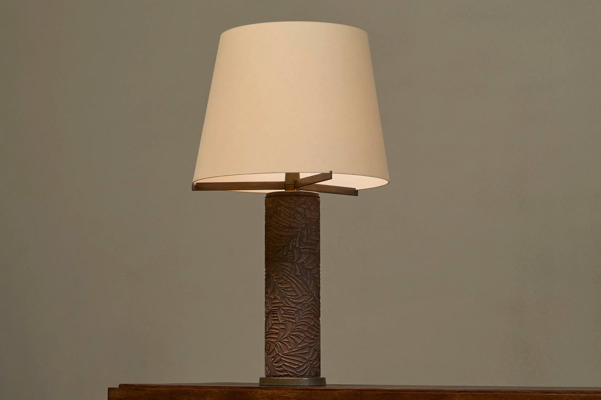 Antoine Callebaut Monumental Table Lamp in Patinated Bronze Belgium 1970s — in context