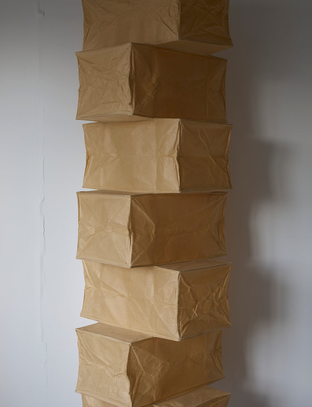 Rare Early Isamu Noguchi Akari 30P Pendant Light Sculpture Circa 1971 — close-up of textured paper surface