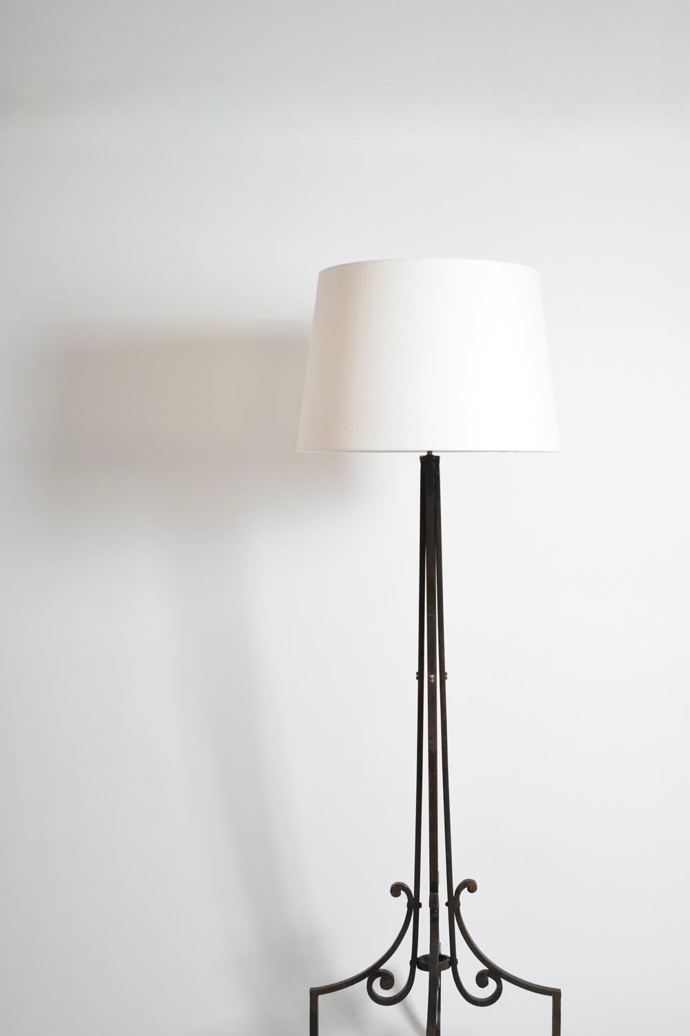 Neoclassical Wrought Iron Floor Lamp, 1960s — lifestyle setting