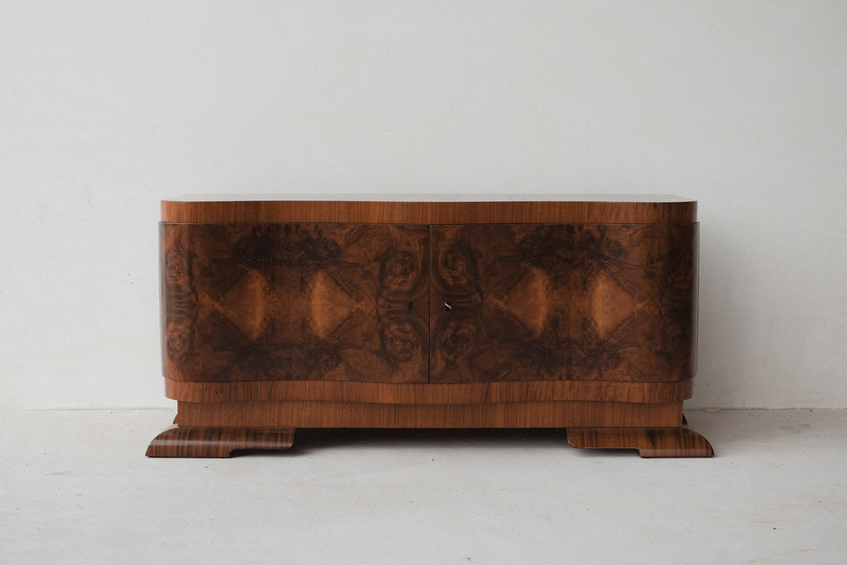 Elegant Art Deco Burr Walnut Cabinet — additional view
