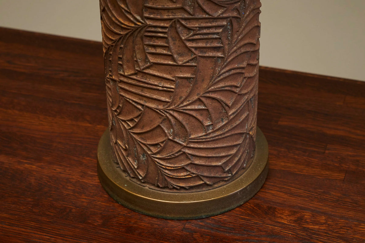 Antoine Callebaut Monumental Table Lamp in Patinated Bronze Belgium 1970s — alternate view