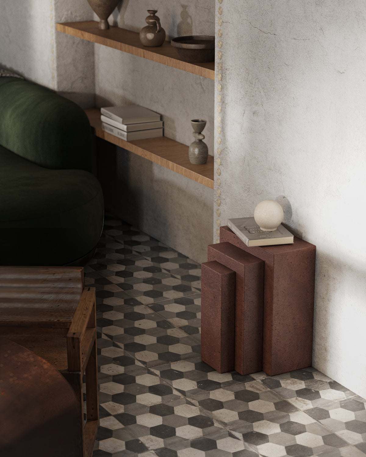 'Coa' Side Table Tezontle — alternate view