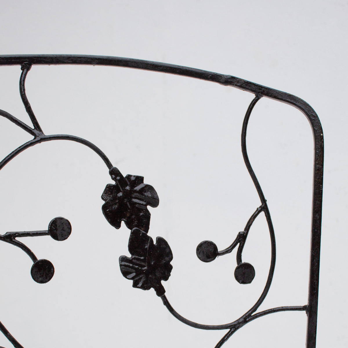 Set of Three Decorative Wrought Iron Garden Chairs with Floral Backrests — additional view