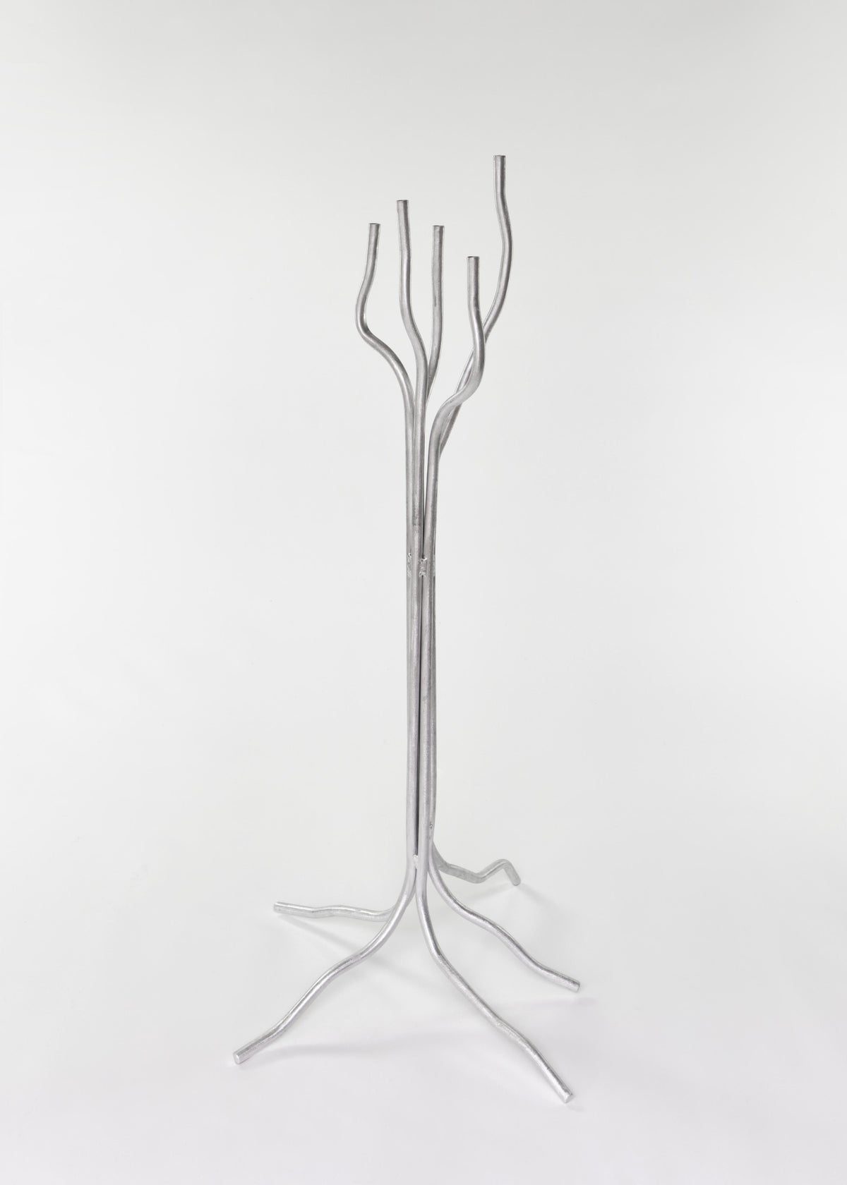 Tall Aluminum Candelabra — side angle view against white background