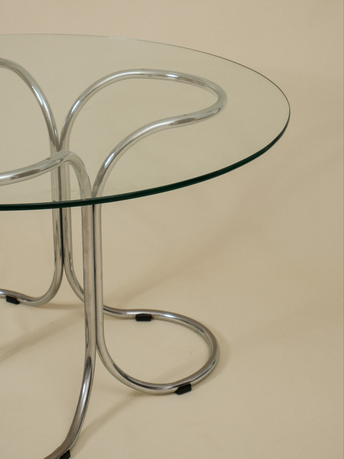 Giotto Stoppino Round Glass and Chrome Dining Table, Italy, 1970s — lifestyle setting