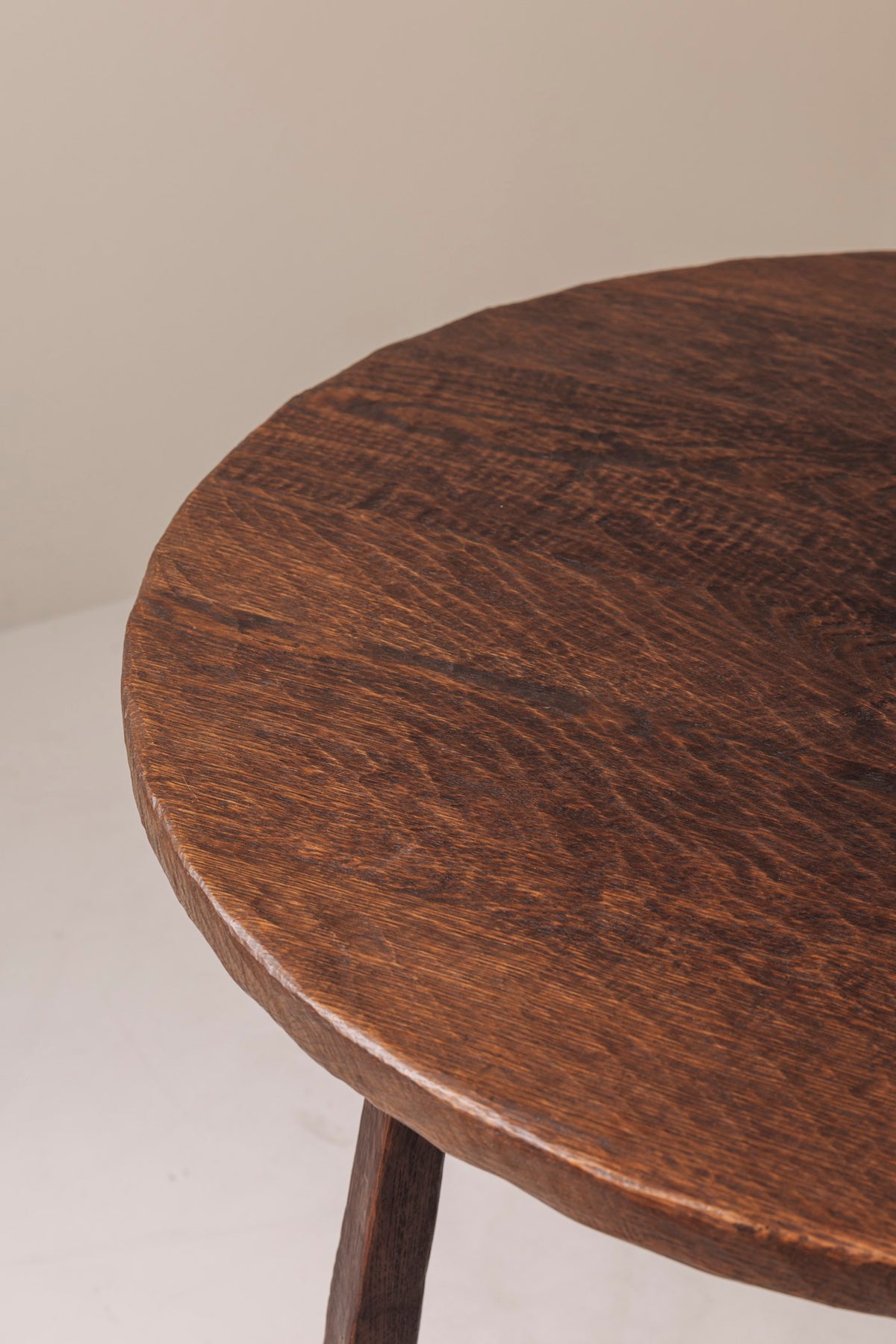 French solid oak carved dining table, 1950s — side angle