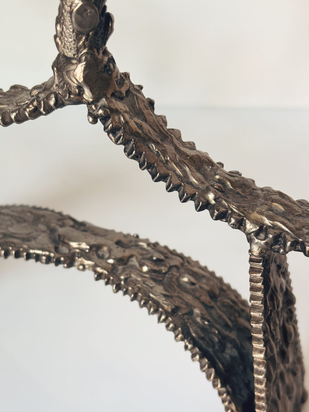 Molten Metal 3 Arm Brutalist Candlestick — close-up