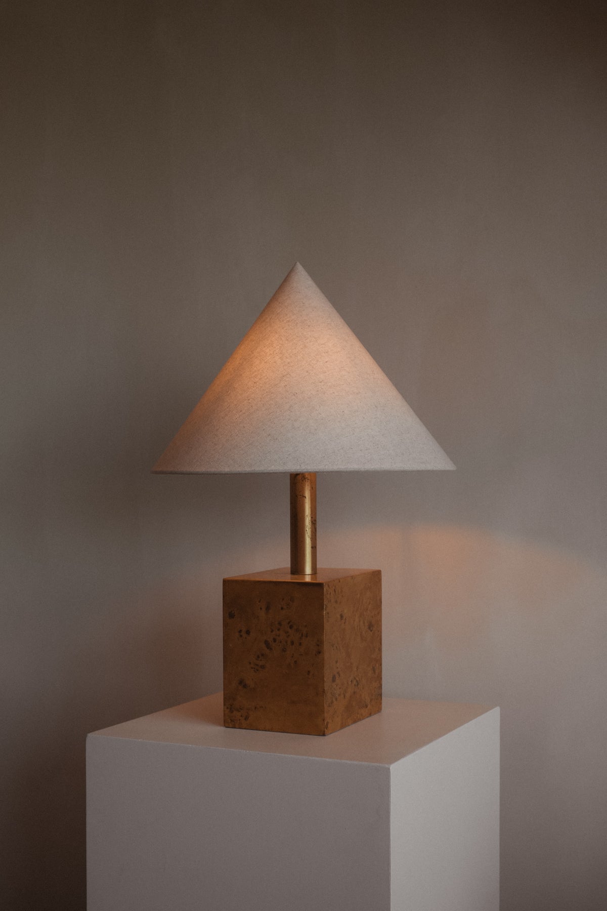 Modern Burl Wood Table Lamp — view 9