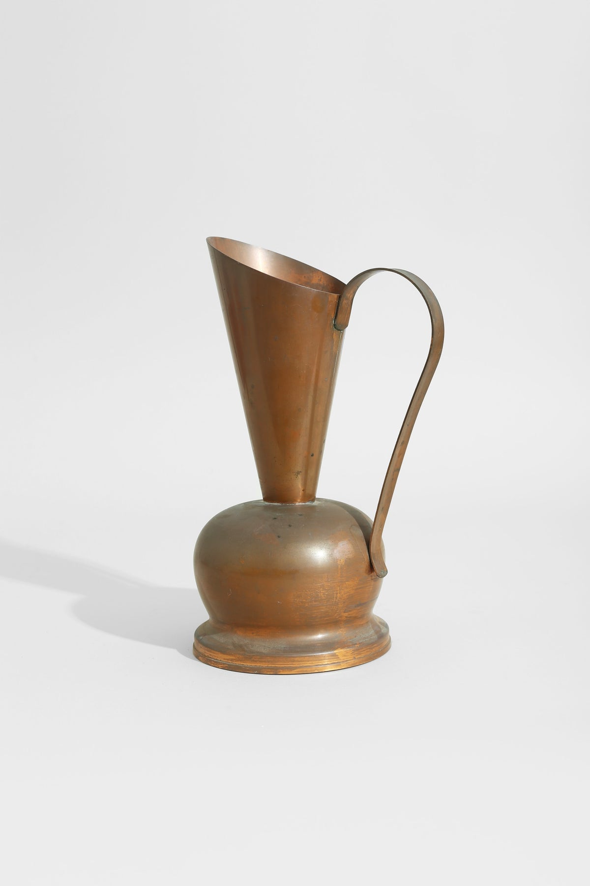 Copper Sculpture Pitcher — side angle