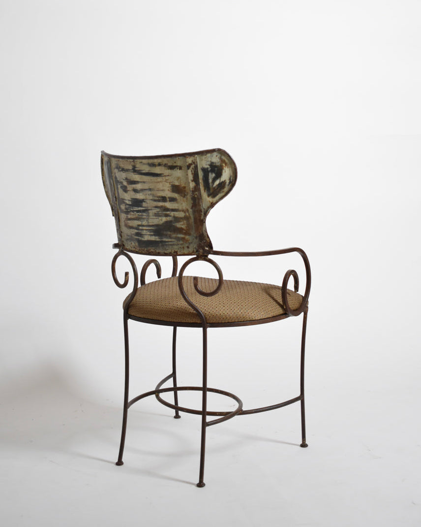 Pair of Antique Style Wrought Iron Armchairs, XIXth c. — side angle