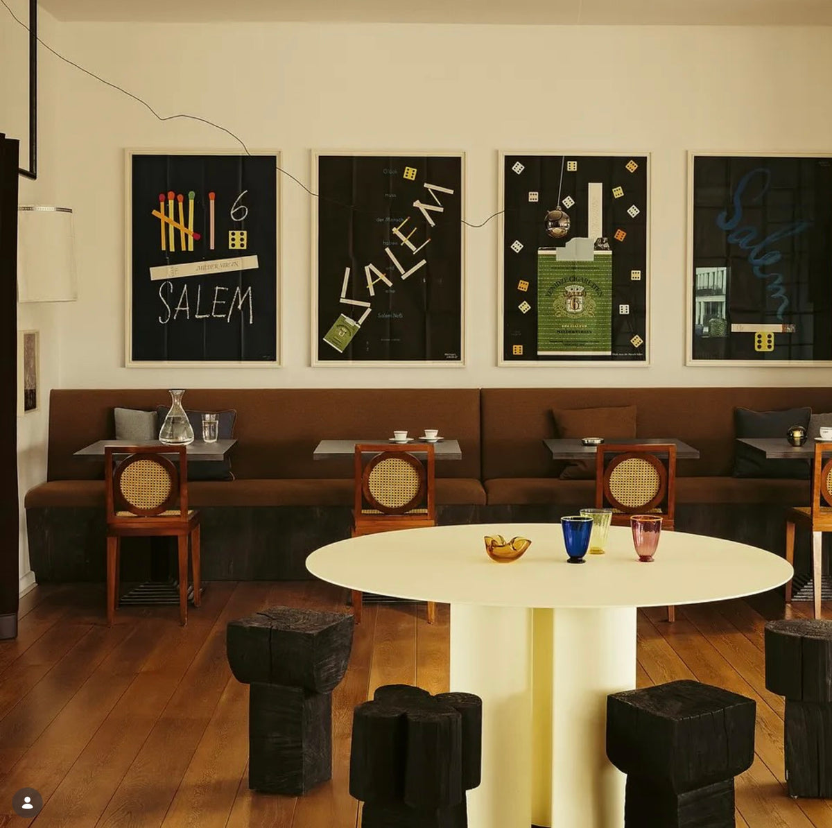 Burnt Black Coffee Tables/Stools — lifestyle setting