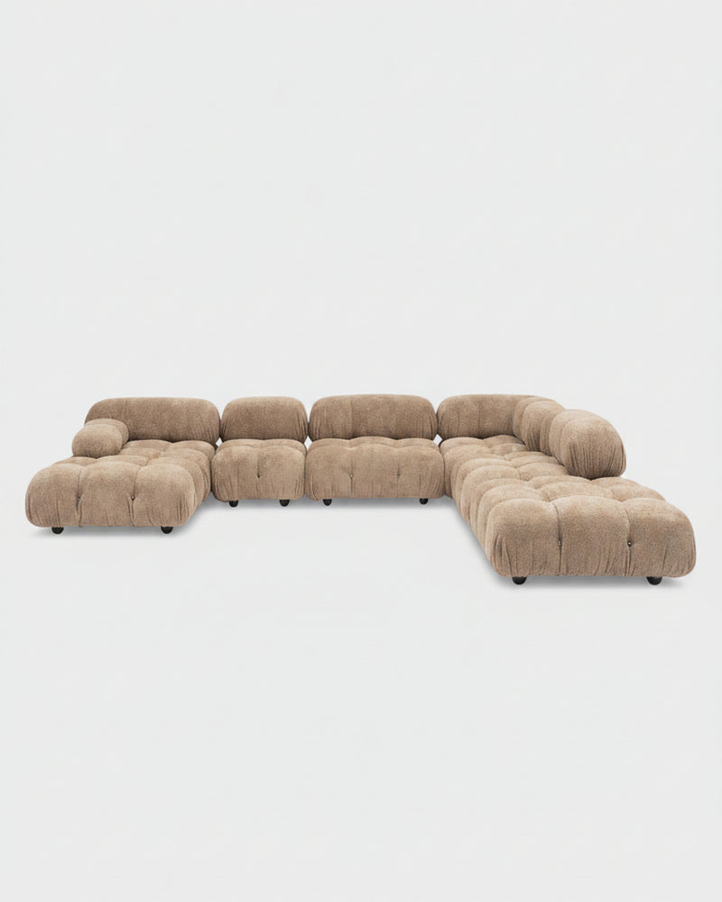 Camaleonda Sofa Set by Mario Bellini, Customised in Light Sand Bouclé, 1970s by Galerie Boketto | The Oblist