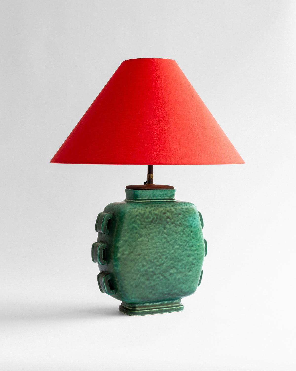 Emerald Stoneware Table Lamp by Wilhelm Kåge, Sweden, 1930s — detail view