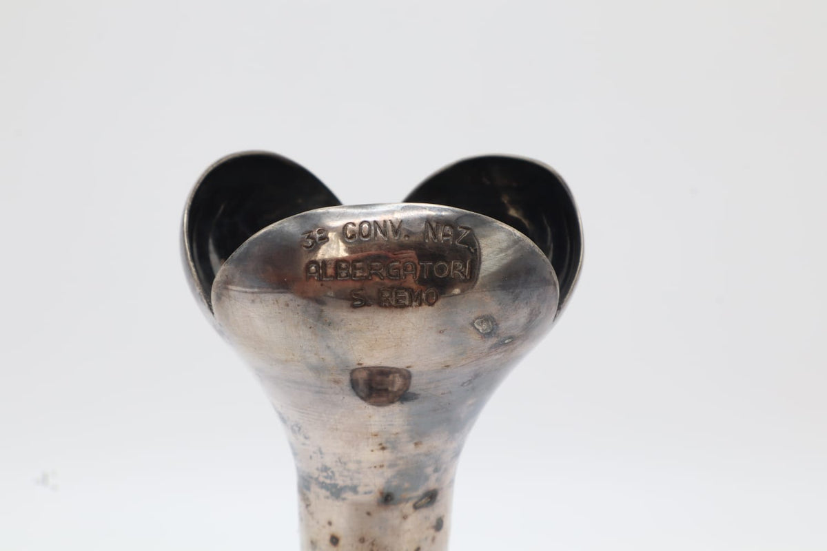 Gio Ponti ‘Soliflore’ Silver-Plated Bud Vase for Calderoni – Italy, 1930s — lifestyle setting