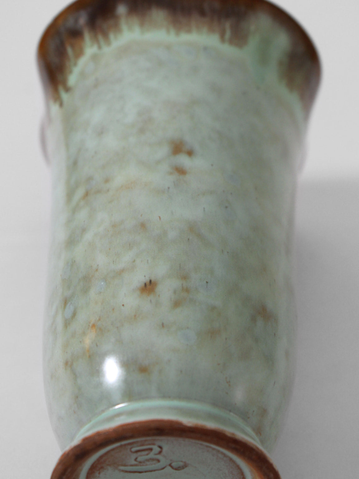 Christer Heijl Art Deco Turquoise Ceramic Vase, Sweden, 1930s — top view highlighting ceramic texture