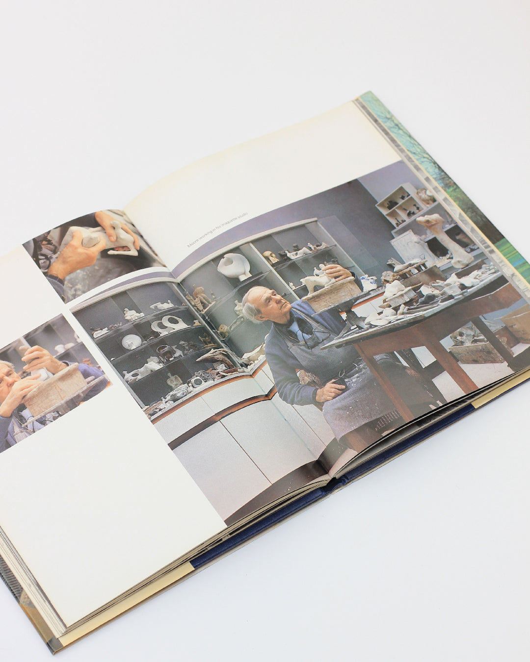 With Henry Moore — open book on white surface showing artist at work