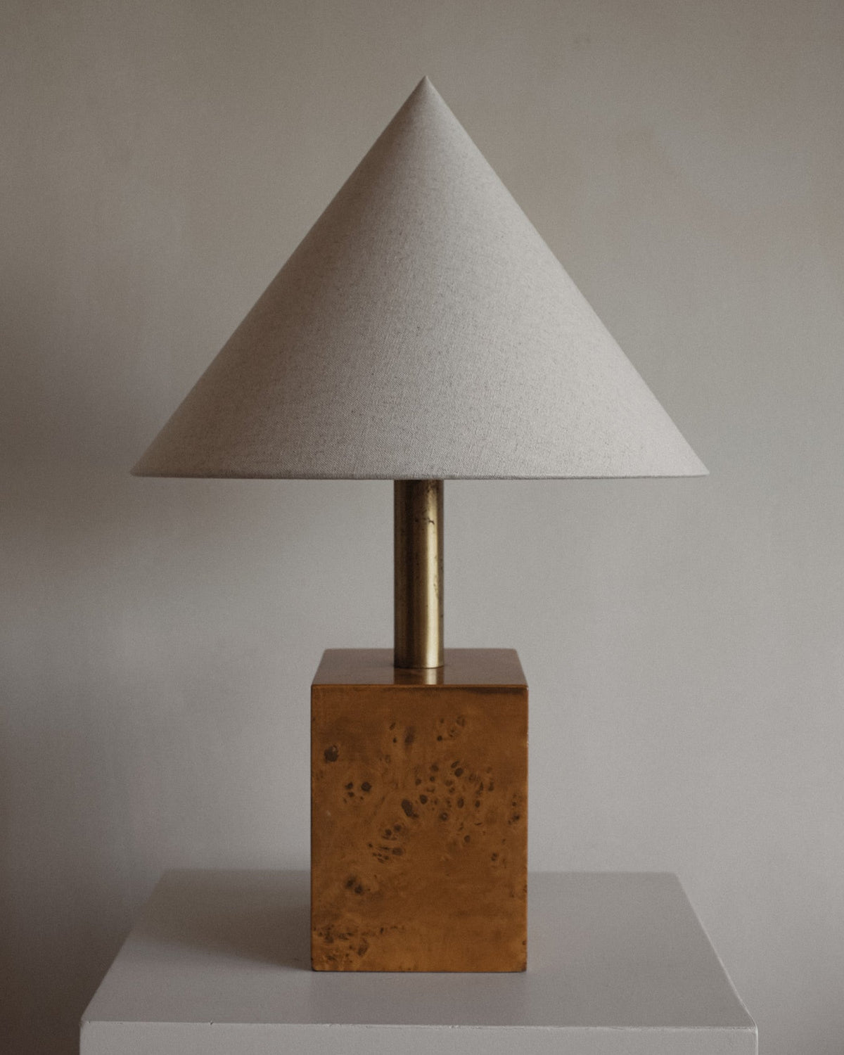 Modern Burl Wood Table Lamp — detail view
