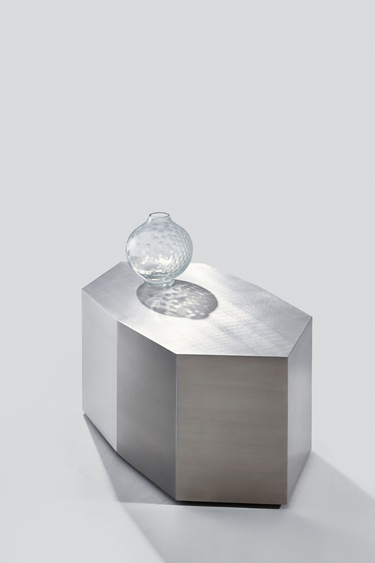 Ame III' Steel Coffee Table by Zoé Wolker Studio | The Oblist — brushed steel finish, modern design