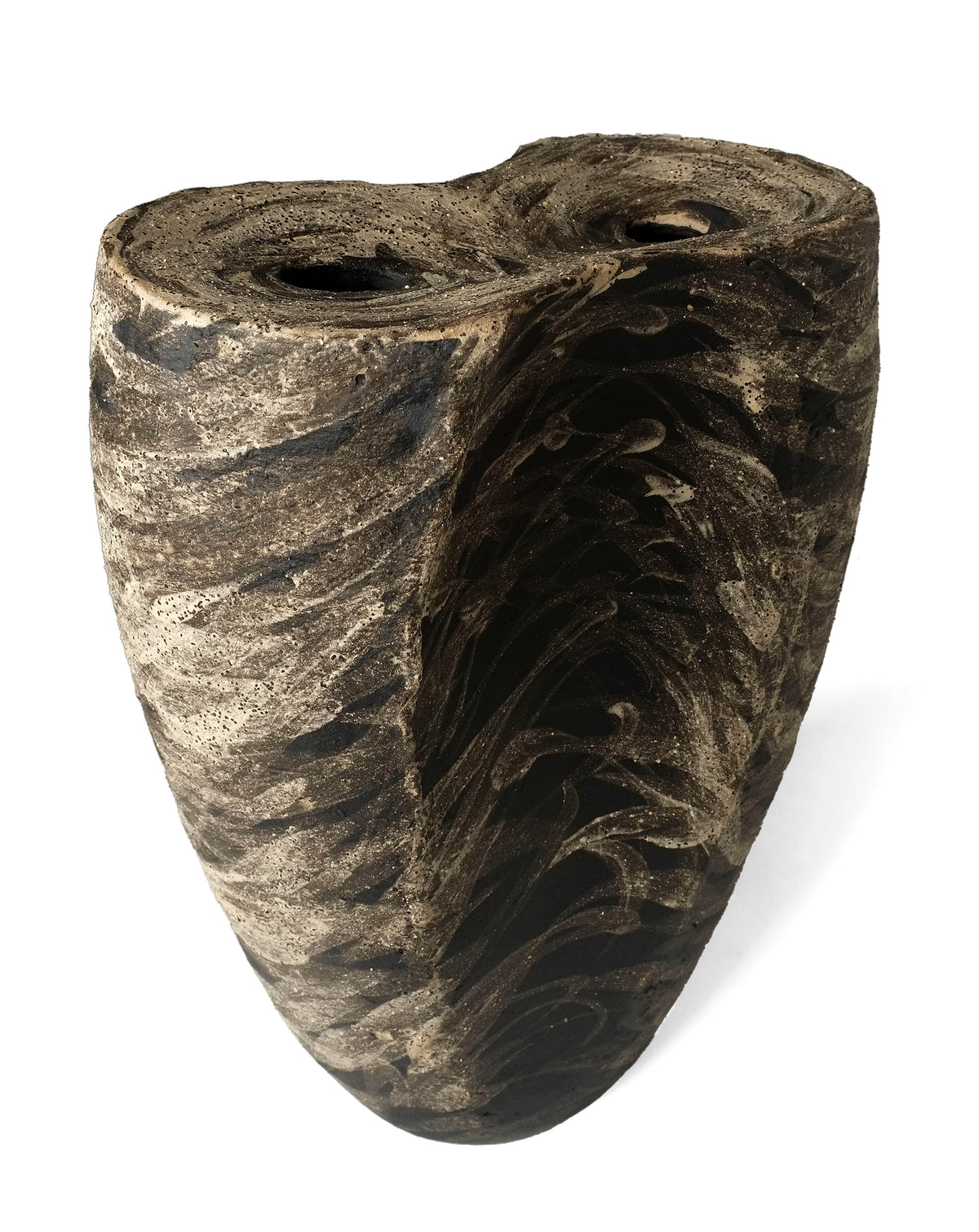 Organic Modernism Vessel in Ceramic - Gestural Earth Collection — side angle
