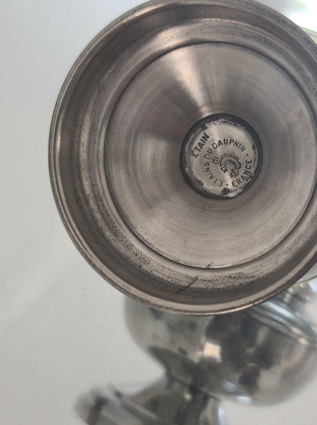 Pewter Lighter — top view showing polished metal finish