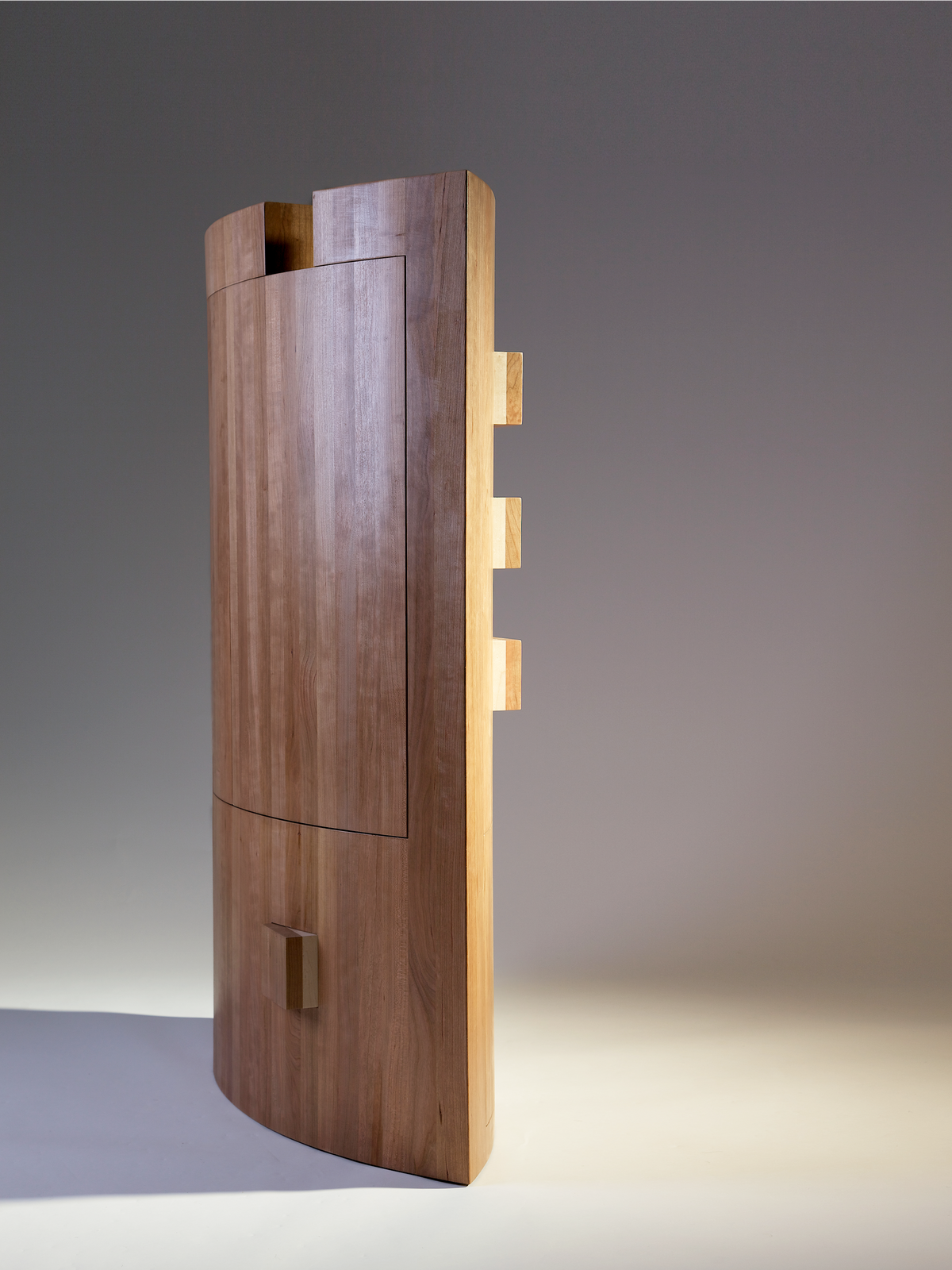 ARound Memory Cabinet — side view highlighting natural wood finish
