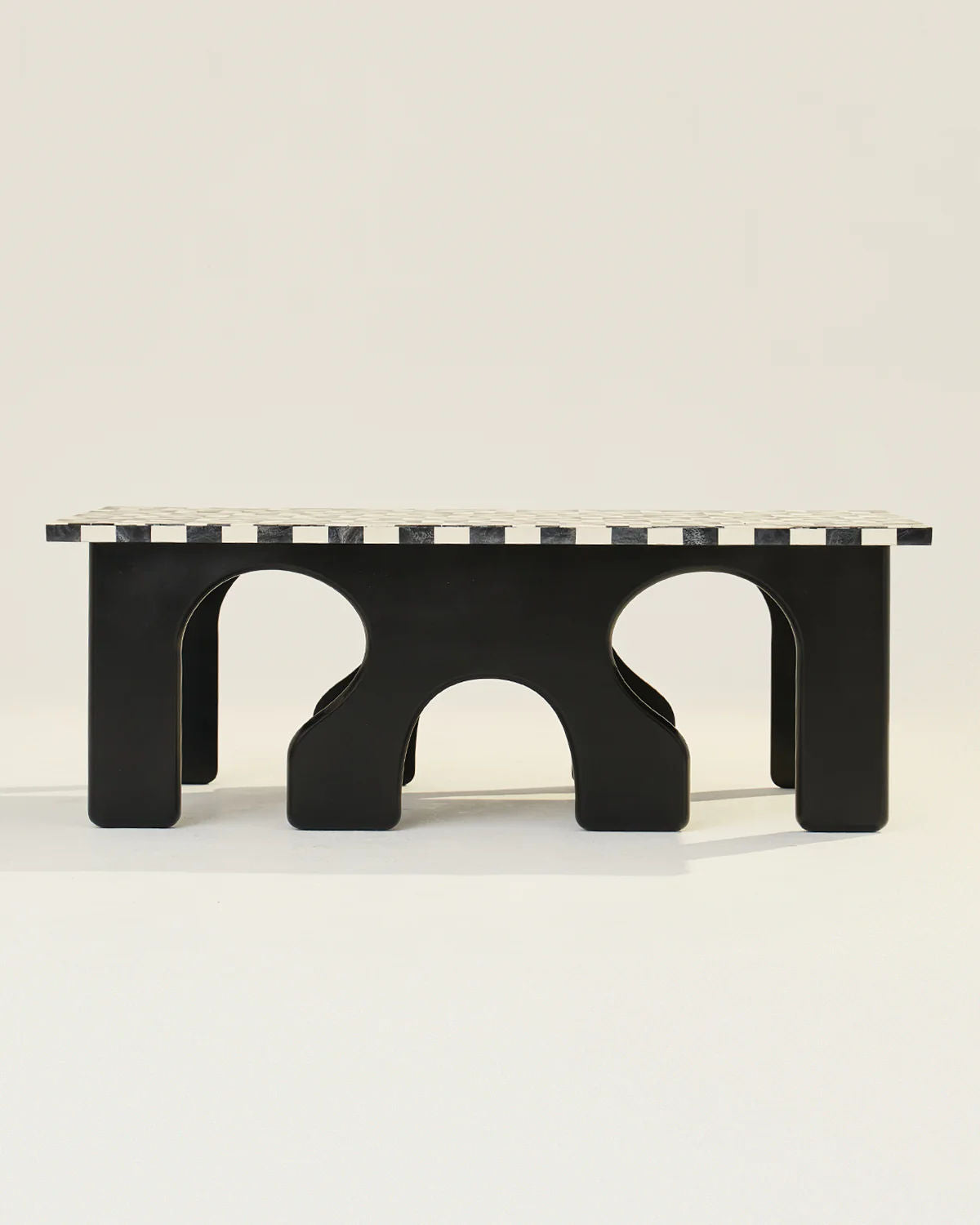 Leo Coffee Table — top view showing black base and patterned surface